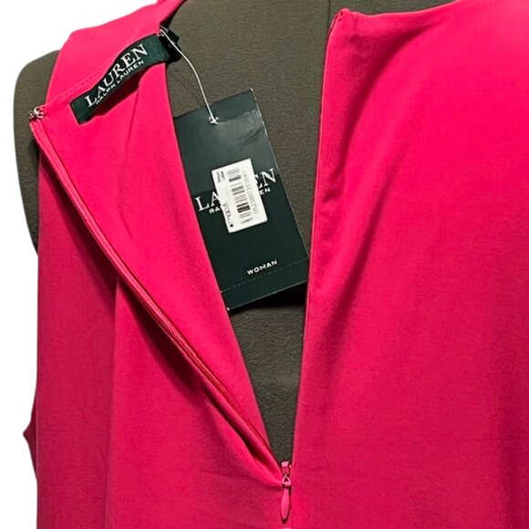LAUREN RALPH LAUREN 1X Sleeveless V Neck Blouse Zipper Closure On The Back NWT - Picture 4 of 16